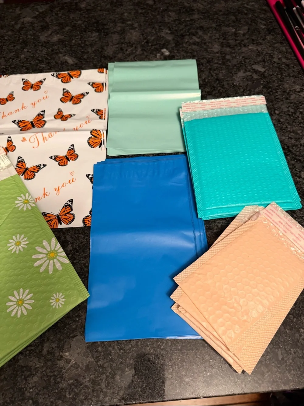 Bundle of 55 Poly Mailer & Bubble Pouch Shipping Supplies Assorted Size & Design